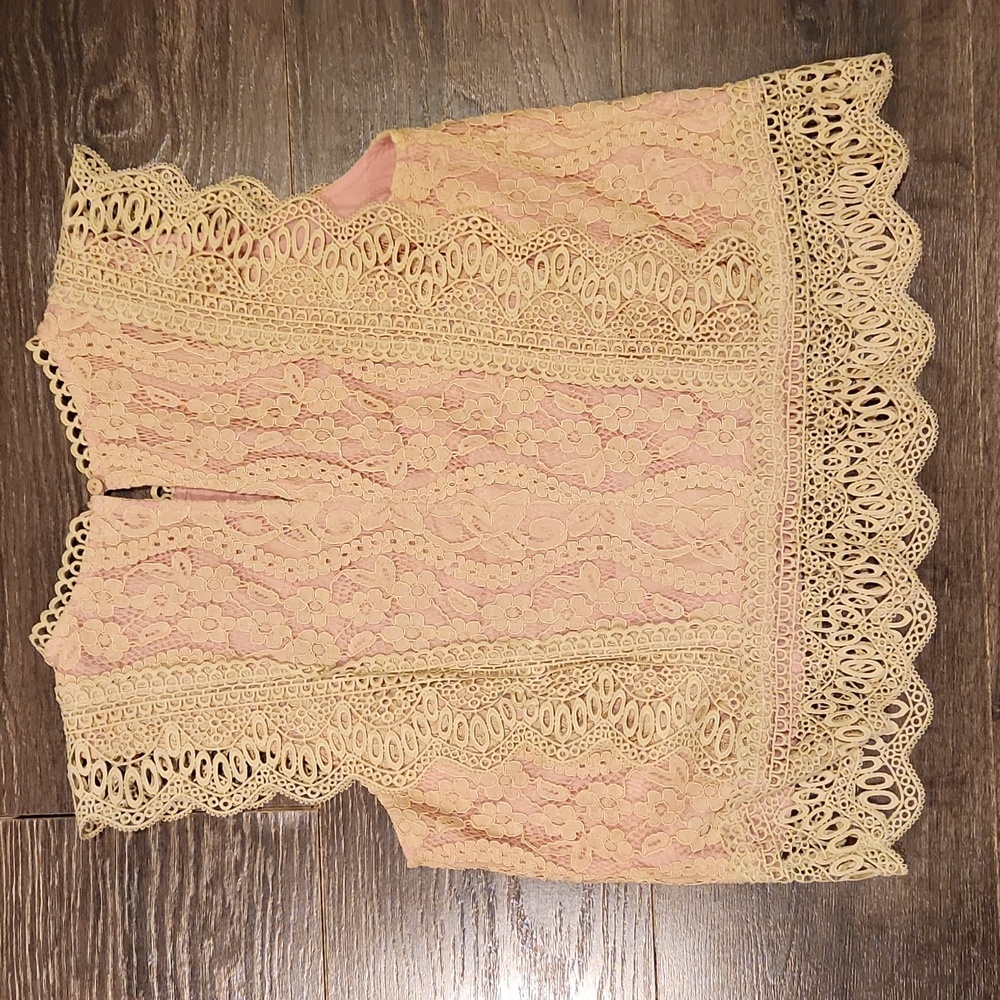 ❤️ NWOT! ANTHROPOLOGIE ERI + ALI SYDNEY LACE BLOUSE / TOP IN BEIGE/PINK, XS - Picture 11 of 12